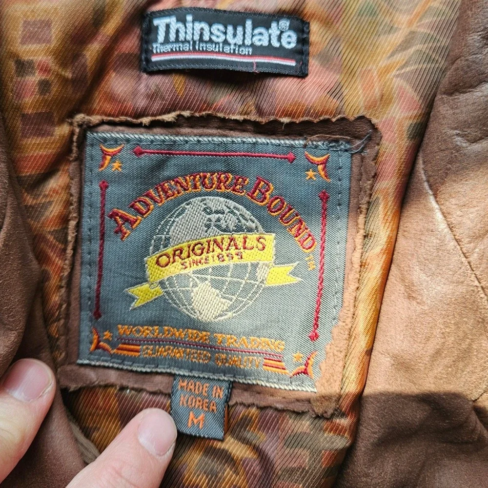 Vintage Wilsons Leather Bomber Jacket Medium Brown 90s Aviator Aventure Bound